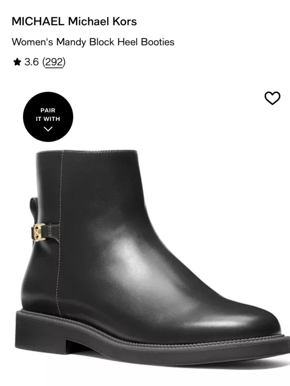 MICHAEL Michael Kors Black Leather Ankle Booties with Gold-Tone Accent